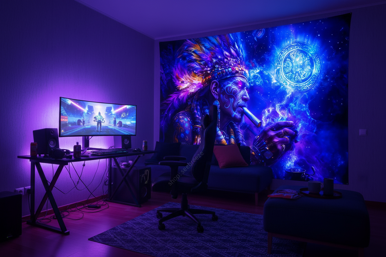Tapiz en habitación gaming